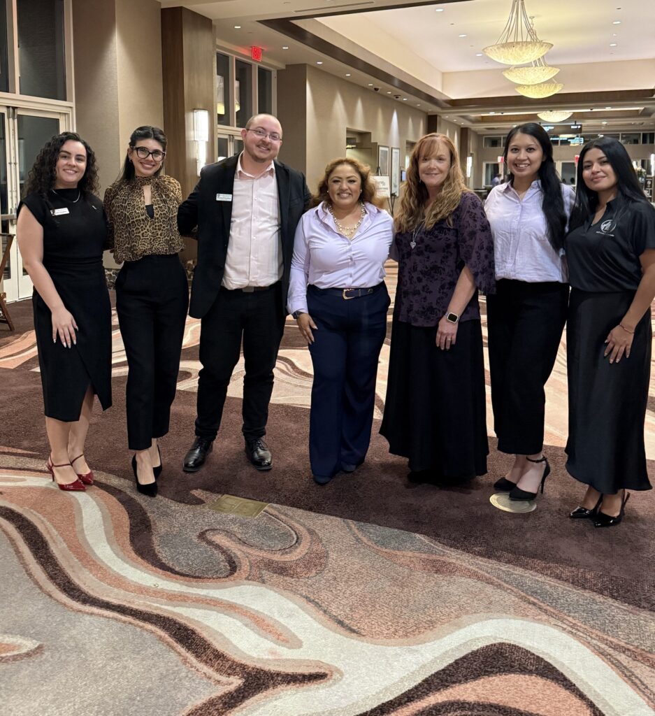 SAFE FJC staff at Desert Fast Pitch, left to right: Natalie Sampson, Kayra Mendez, Marshall Hamilton, Selena Rodriguez, Krista Shaw, Aiko Nicole Holdaway, and Diana Portillo.